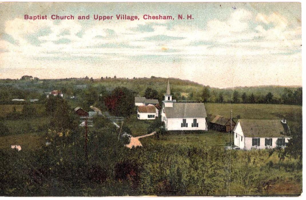 OLD POSTCARD BAPTIST CHURCH & UPPER VILLAGE CHESHAM NE HAMPSHIRE NH