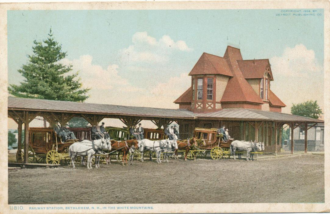 Bethlehem NH * Railway Station & Horse Drawn Wagon Stages 1909 * Detroit Pub.