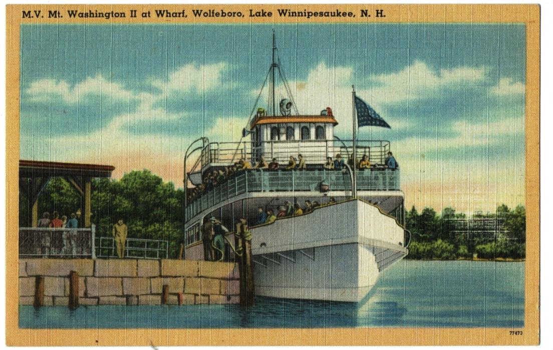 ? 590 Postcard “Mt Washington II, Lake Winnipesaukee, NH” – Linen, Not Used