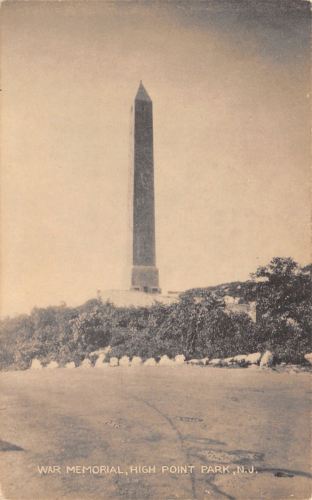 High Point Park New Jersey~War Memorial~1920s B&W Postcard