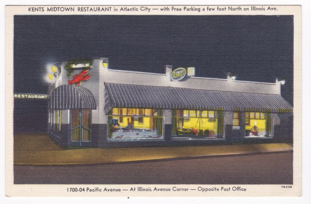 Postcard Kents Midtown Restaurant Atlantic City Pacific Avenue A5