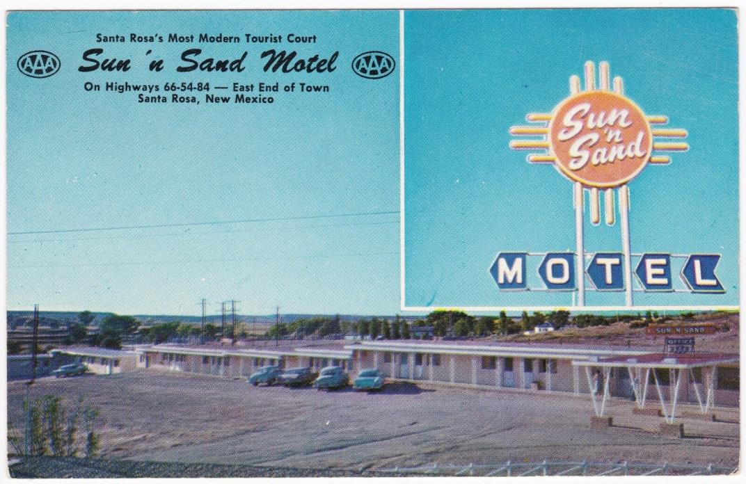 Postcard Sun 'n Sand Motel Hwy 66 Santa Rosa New Mexico B3