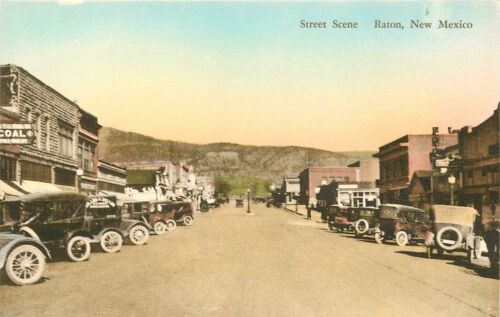 New Mexico, NM, Raton, Street Scene Albertype Co 1910's Postcard 