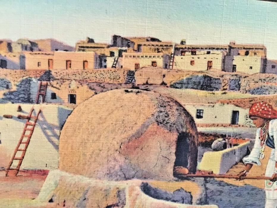 Postcard Pueblo Woman Baking Bread        X2