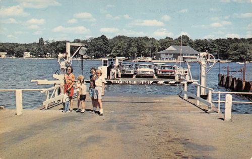 Stow-Bemus Point New York~Kids Await Ferry Boat~Keep Back~1950s Cars~Postcard