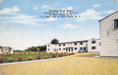 West Irving New York~Messina Court Hotel~Roadside Motel~Lake Erie~1940s Linen PC