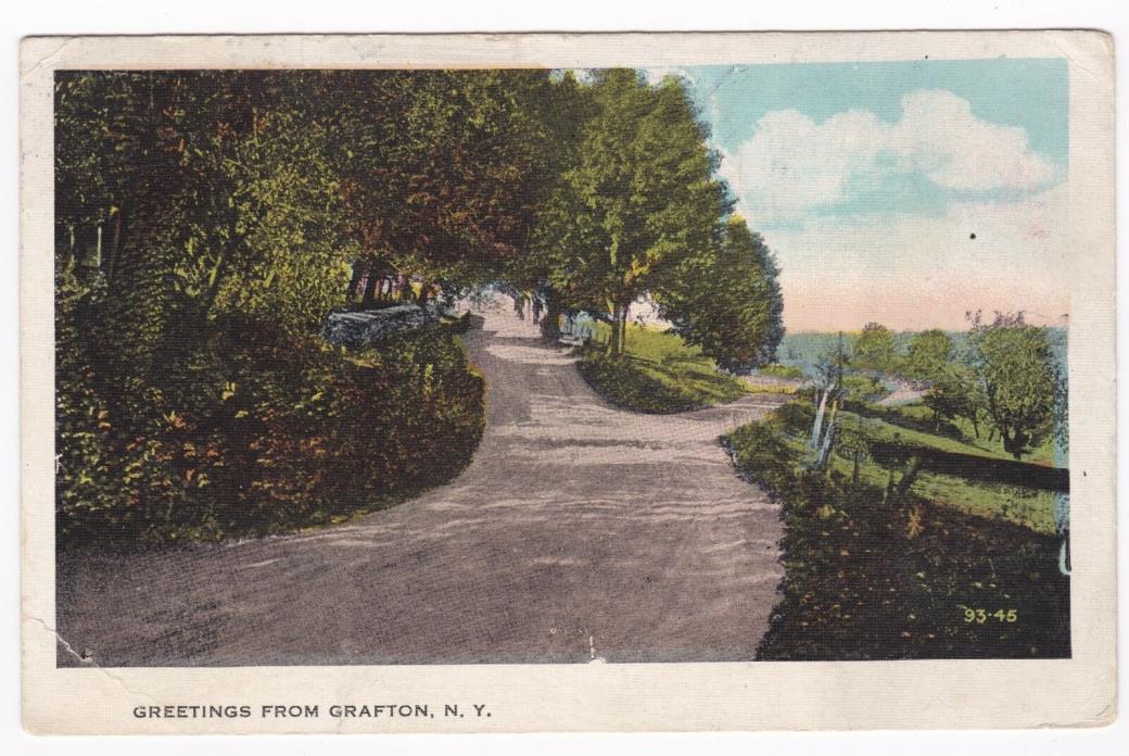 Postcard Greetings From Grafton NY Dirt Road 1910 B3