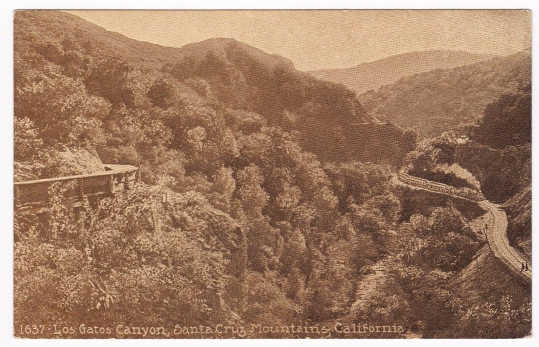 Postcard Los Gatos Canyon Santa Cruz Mountains CA Sepia Tone B2