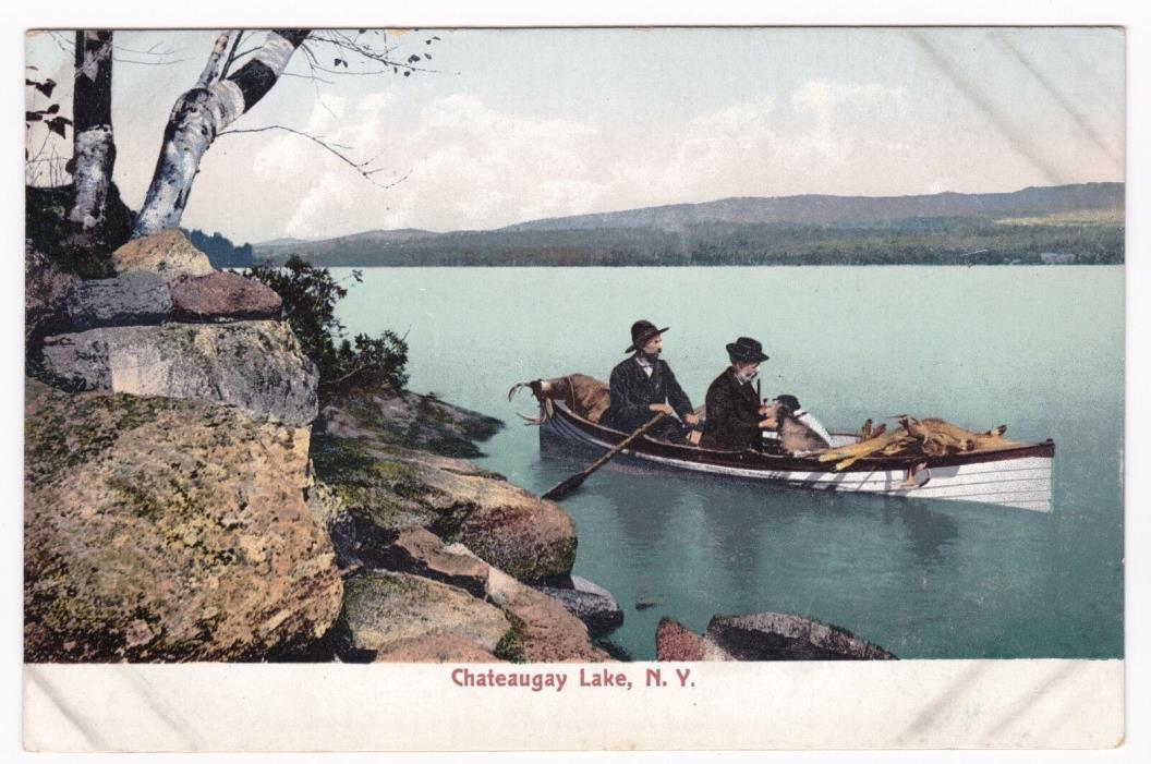 Postcard Chateaugay Lake New York Boating Early 1905 B2