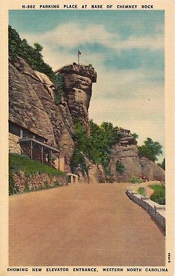 Postcard North Carolina Chimney Rock Blue Ridge Mountains Rutherford County 40s