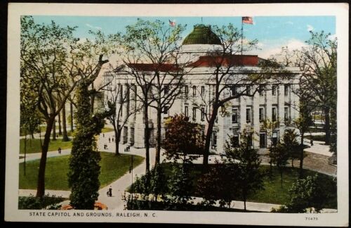 Raliegh NC Postcard 1933 State Capitol and Grounds