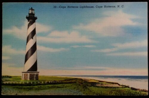 Cape Hatteras NC Postcard Vtg 1950 Lighthouse Beach