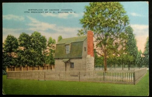 Raliegh NC Postcard Vtg Mid 1900s Andrew Johnson Birthplace 17th President