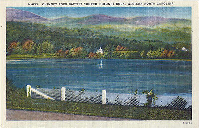 Postcard North Carolina Chimney Rock Baptist Church Rutherford County 1940-50s