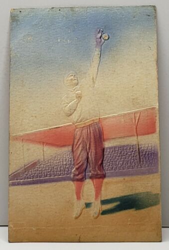 Baseball Player The Catch Grand Stands Embossed Airbrushed 1907 ND Postcard F18