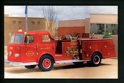 Fire Fighting postcard North Dakota Minot Fire Department Engine #214 fire truck