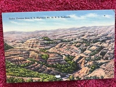 Postcard Cedar Canyon from U.S. Highway No. 10 N.D. Badlands