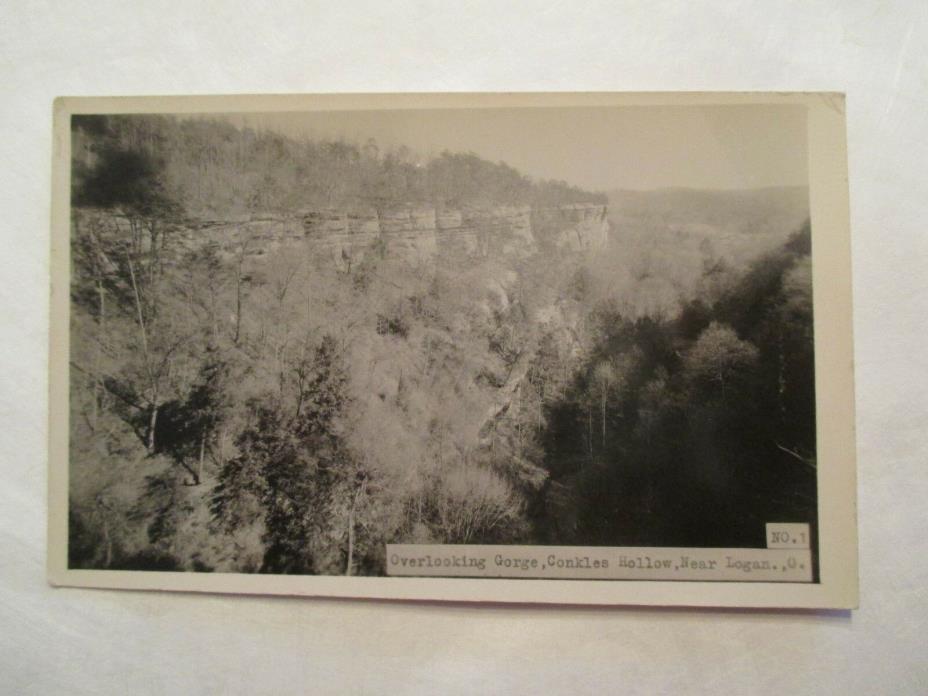 RPPC Overlooking Gorge Conkles Hollow near Logan Ohio OH Postcard