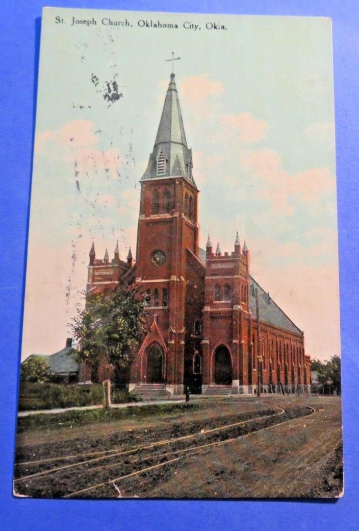 Oklahoma City OK St Joseph's Church Vintage Old Postcard PC4666