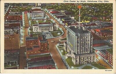 OKLAHOMA CITY - Civic Center by Night - 1956 - FREE GI WWII MAIL
