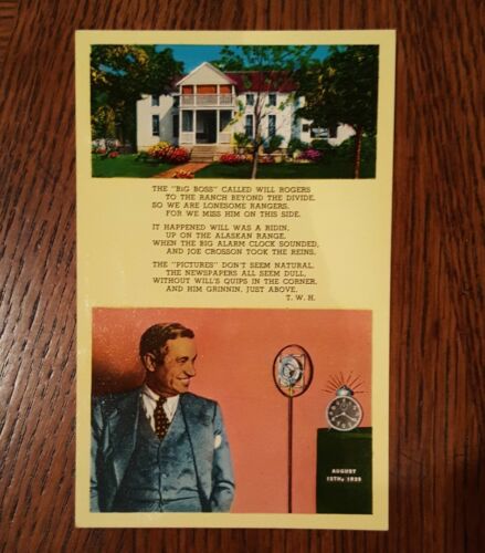 Vintage Postcard Will Rogers Claremore Oklahoma