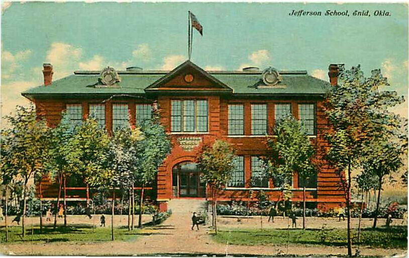 Postcard Jefferson School, Enid, Oklahoma - circa 1910