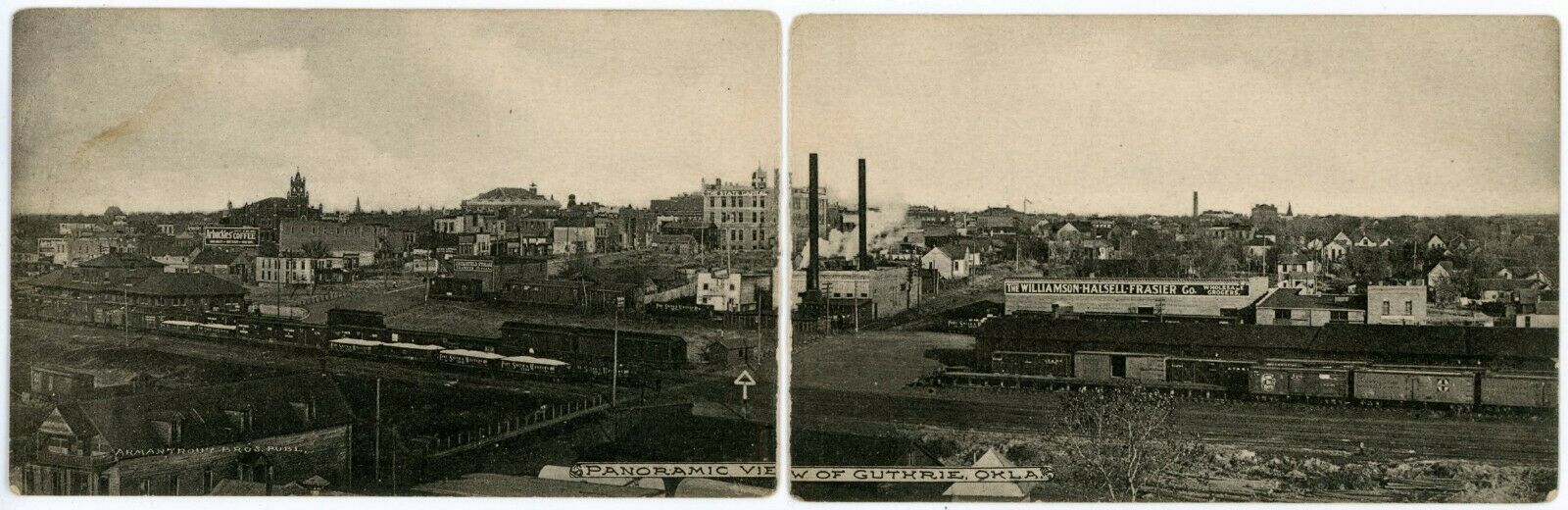 Postcard - Guthrie, Oklahoma Panoramic Double View , Split in Center - C. 1907