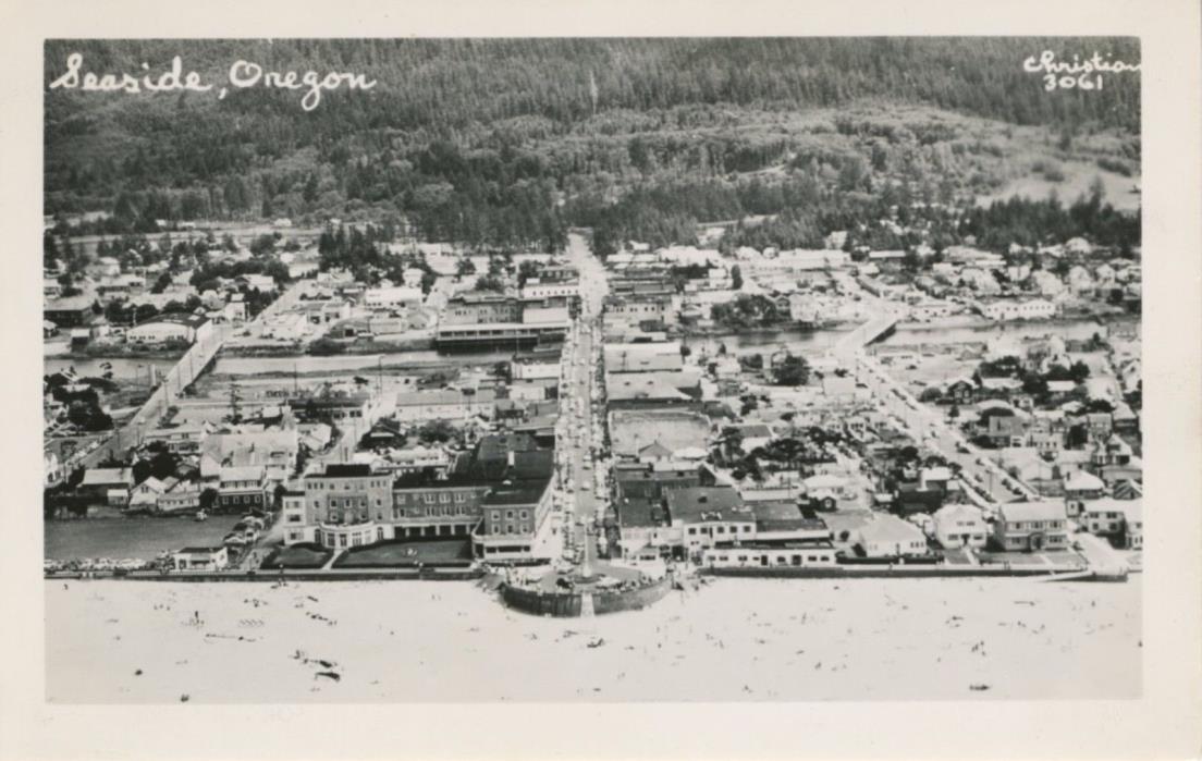 Seaside Oregon OR Aerial View Christian 3061 Vintage RPPC Real Photo Postcard E8