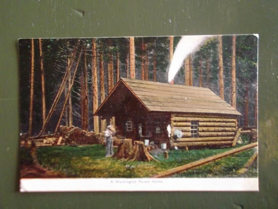 A Washington Forest Home, (Log Cabin) Posted 1910 Wash