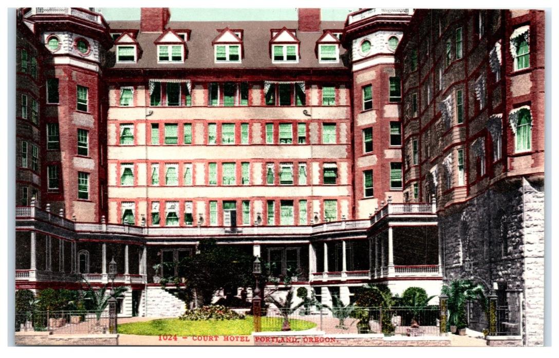 1024 COURT HOTEL PORTLAND OR 1910S? UNPOSTED POSTCARD 7B
