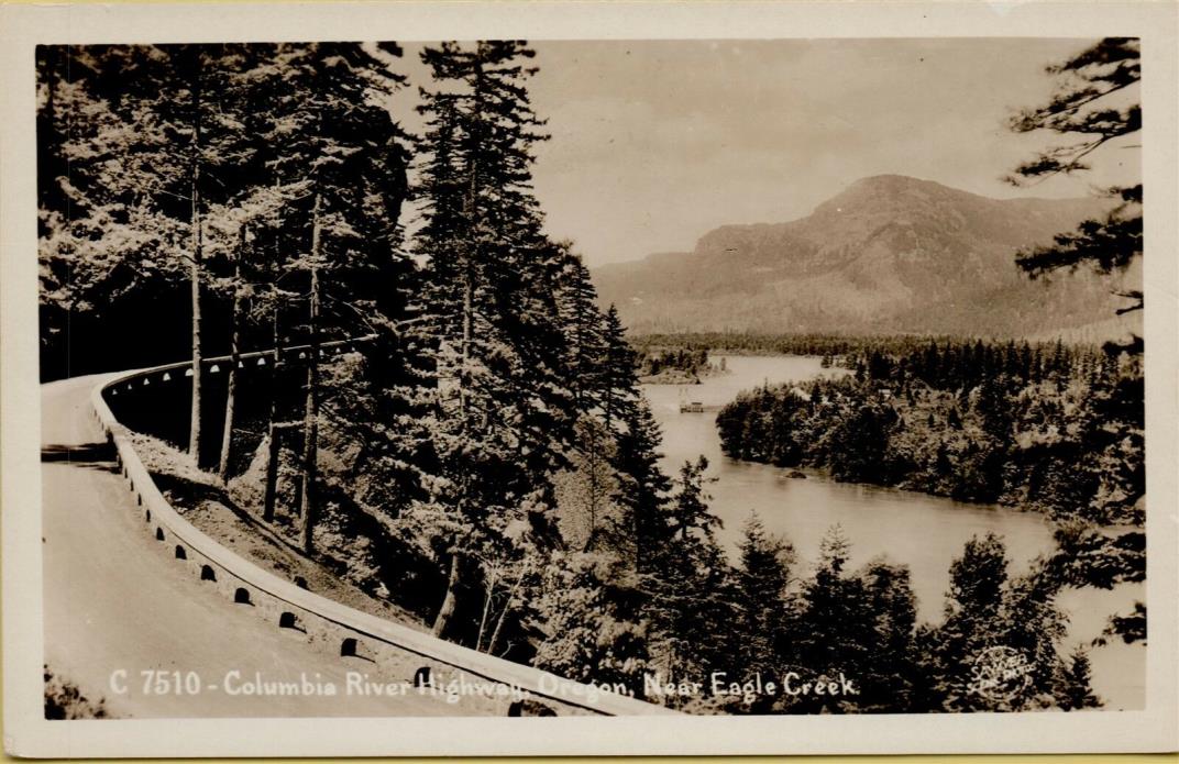 Landscape Street View Columbia River Highway OR Eagle Creek RPPC Postcard C23