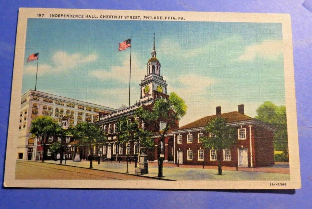 Philadelphia PA Independence Hall Vintage Old  Postcard PC2597