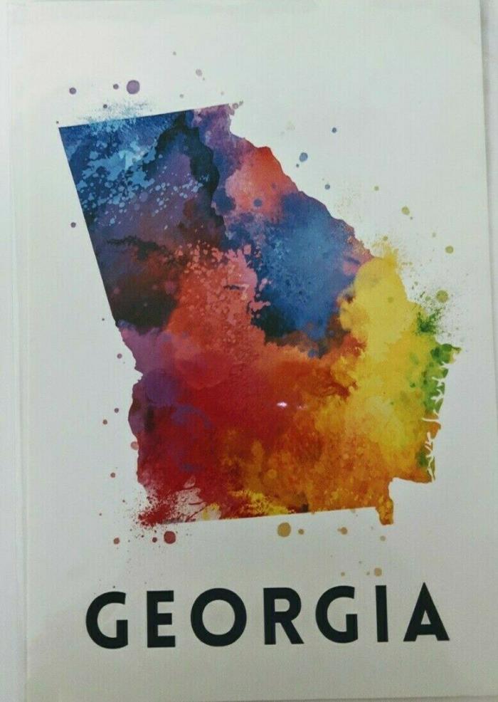 Georgia Watercolor Map Postcard, Lantern Press