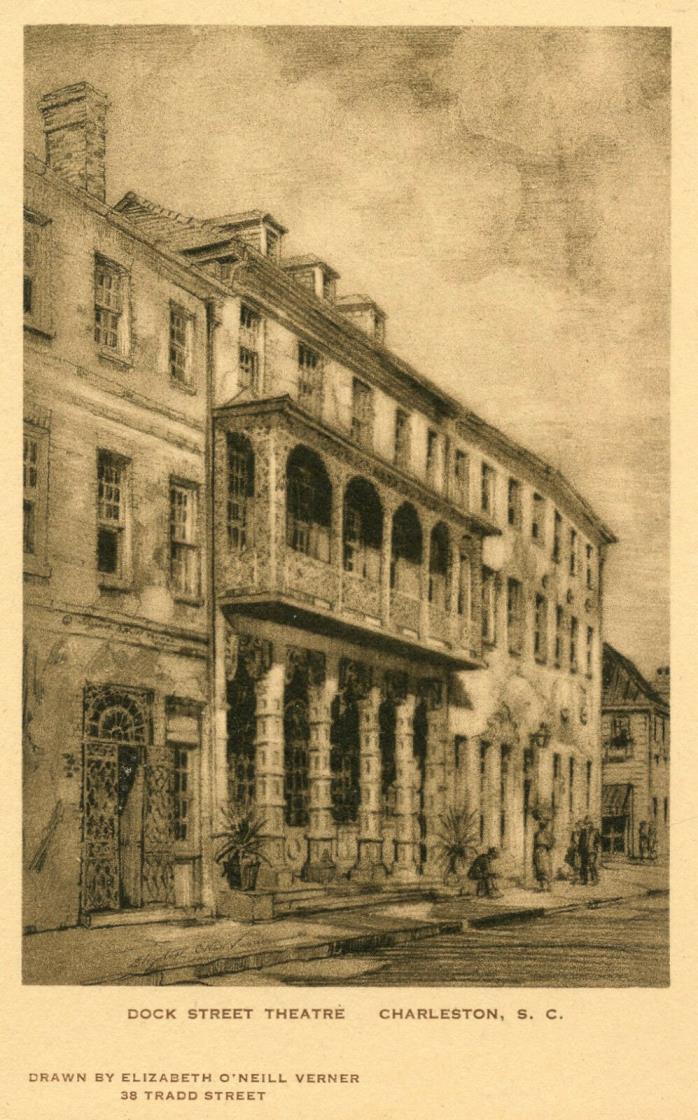 Early 1900's Postcard Dock Street Theatre, Charleston, S.C. by E.O. Verner Type2