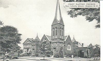1940's The First Baptist Church, Liberty Street in Sumter, SC South Carolina PC