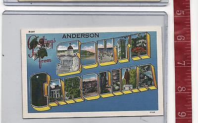 vintage Linen Large Letter Greetings from Anderson SOUTH CAROLINA