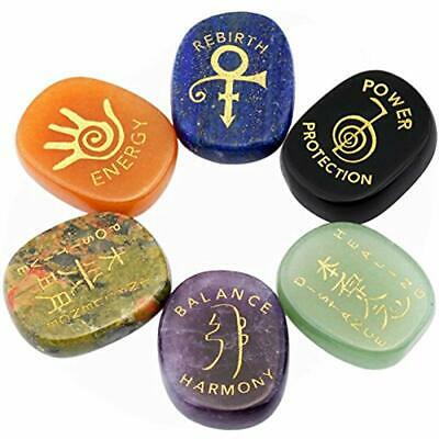 Healing Crystal 6Pcs Assorted Stones Hand Carved Worry Palm Pocket Reiki Gift