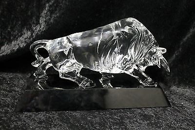 Crystal Bull Trophy Award w/ Solid Base and case