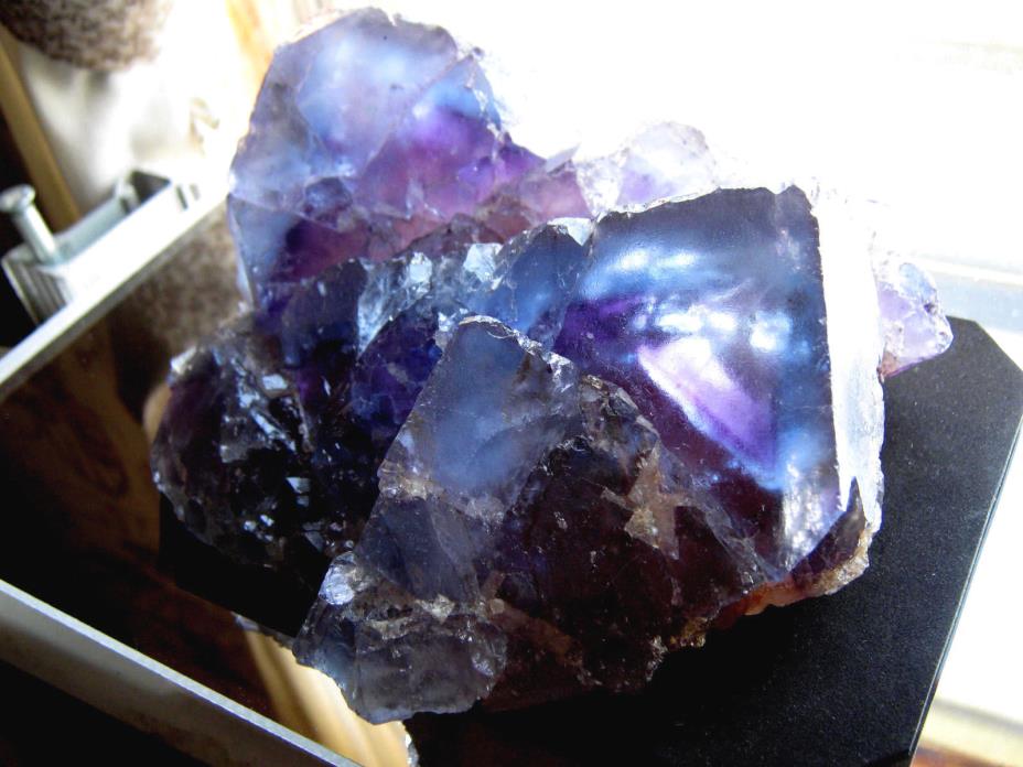 HUGE Blue Fluorite Purple Phantom Crystals Rare Tri-Color Crystal Cluster