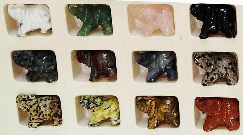12 Ps luck stone Sculpture Healing reiki rock Gemstone carving Figures Elephant