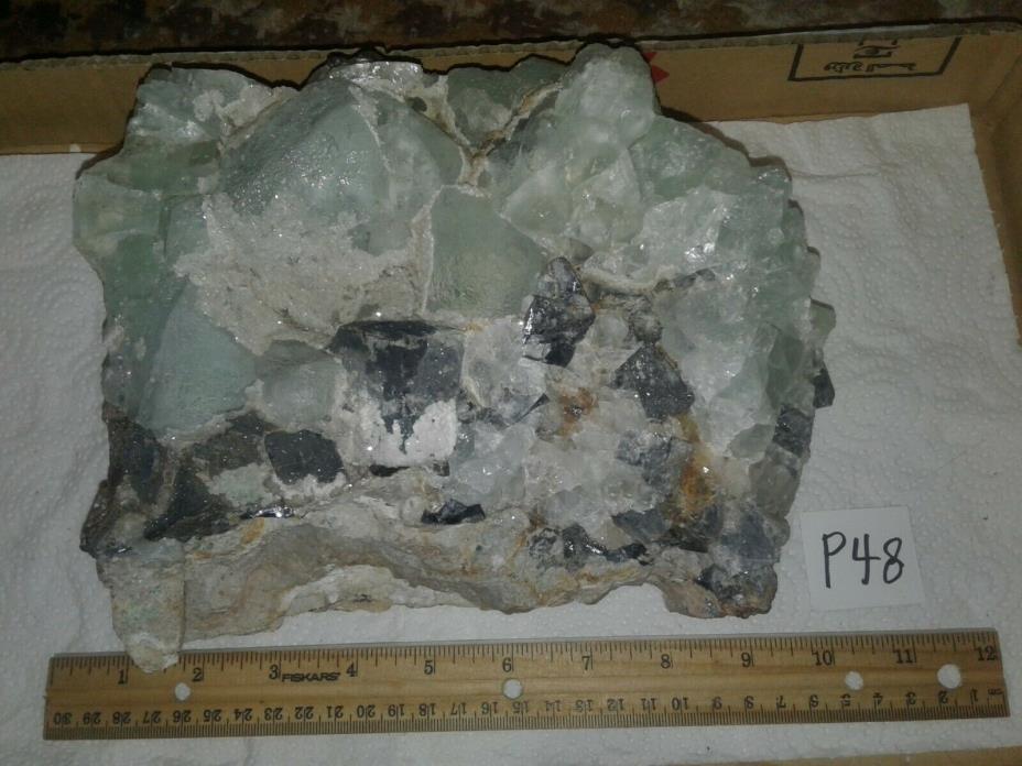 Lg. plate of clear fluorite, galena, and druzy quartz! Royal Flush Mine, NM, P48