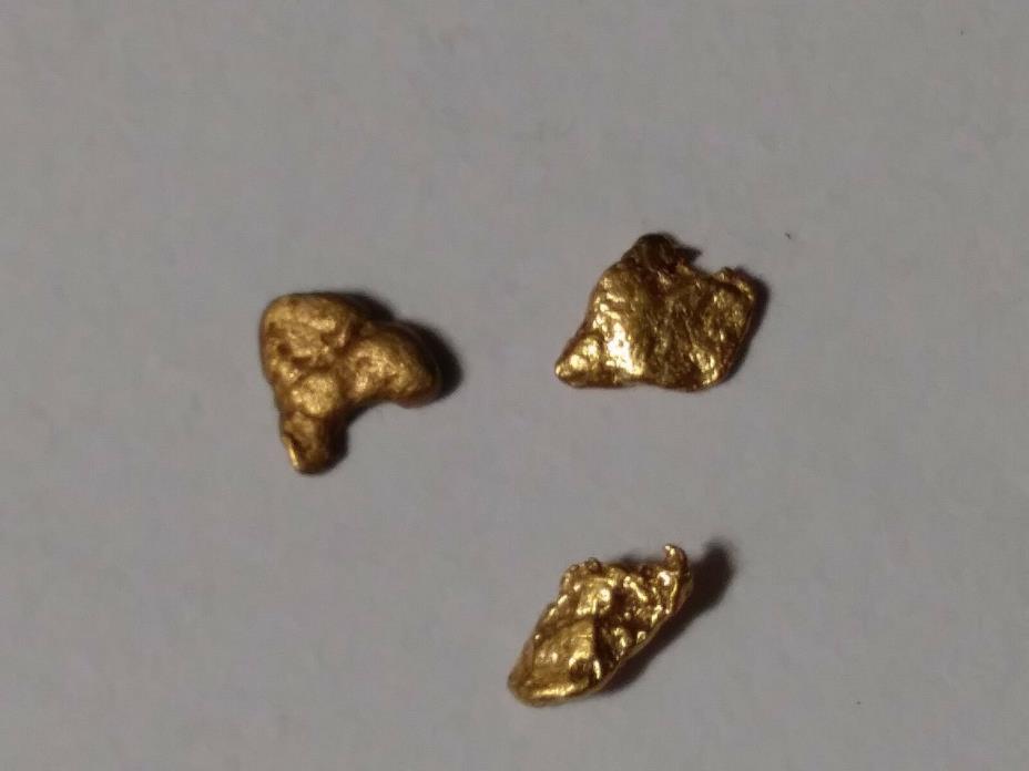 3 Fantastic Alaska Genuine Natural Solid Gold Nuggets! 21-23k approx! .44 grams