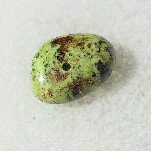 GASPEITE BEAD about 10X7mm NATURAL GREENISH colored stone (G57)