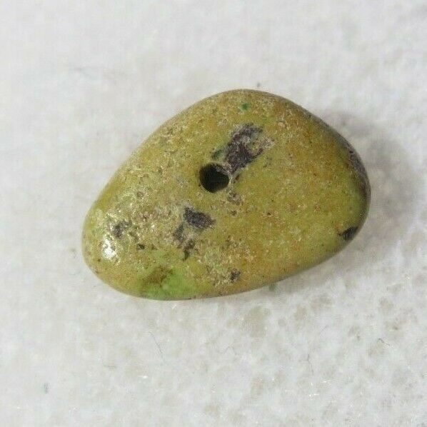 GASPEITE BEAD about 9X6mm NATURAL GREENISH colored stone (G53)
