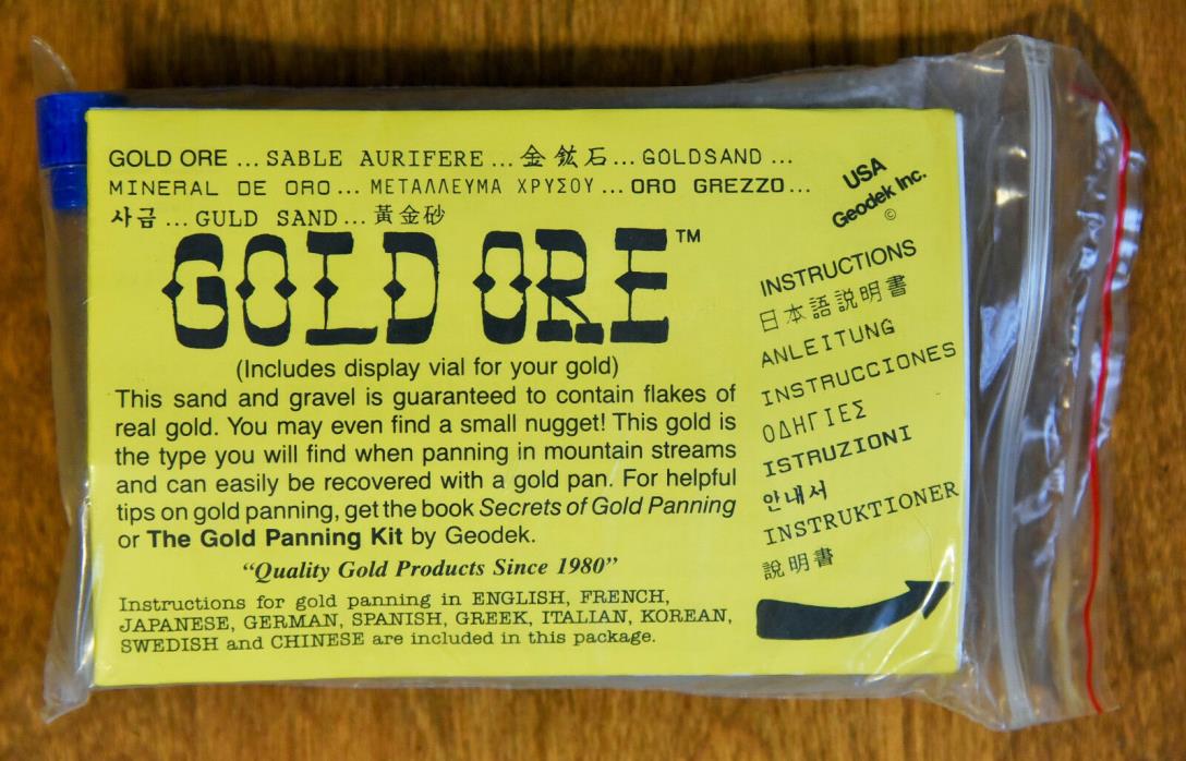 Vintage Gold Ore 10oz Bag with Gold, Vial & Instructions in Factory Sealed Bag!