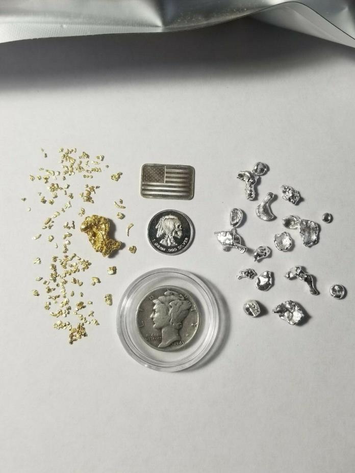 Gold Pay dirt BIG Gold Nuggets Added 2 grams From 4-30 mesh+7 grams Fine Silver