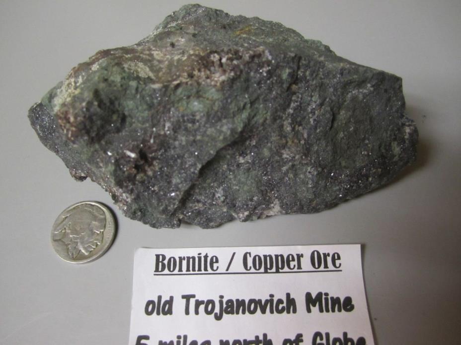 ARIZONA MINERAL MINING SPECIMEN BORNITE GOLD-SILVER-COPPER ORE 14 OZS. LARGE