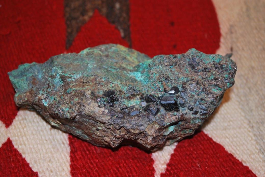 Garnet Crystals Chrysocolla Gold Ore Mineral Specimen Montana 2.58lbs, 6.5''