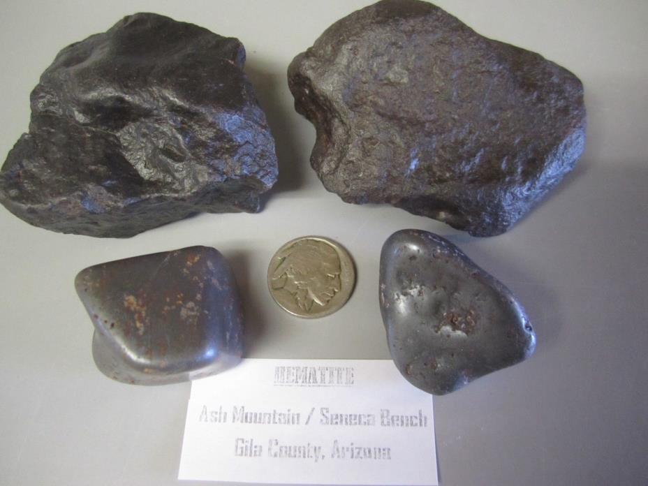 HEMATITE ARIZONA MINERAL MINING SPECIMENS 2 LARGE 9 OZ. EACH 2 POLISHED 2 OZ.