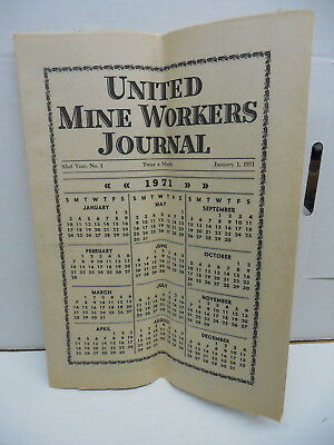 Vintage Coal Mining UMWA United Mine Workers Journal Jan. 1971 Calendar